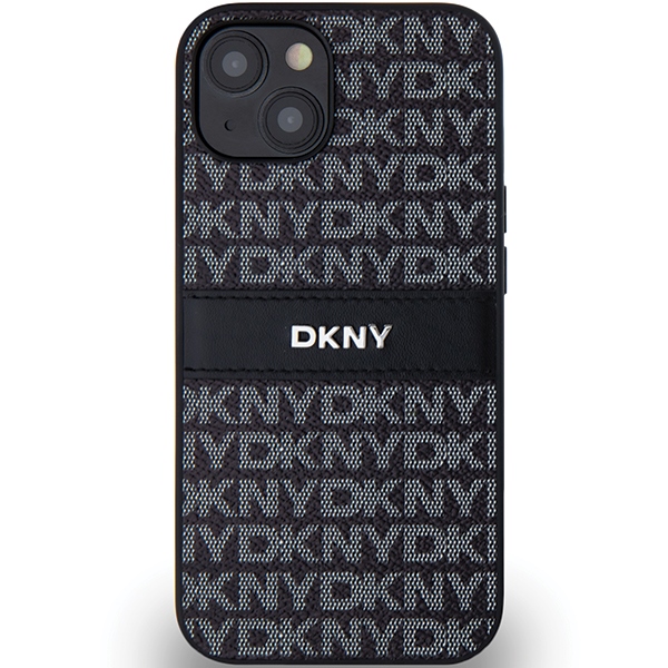 DKNY Mono Stripe & Metal Logo dėklas, skirtas iPhone 15 / 14 / 13, juodas