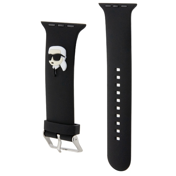 Karl Lagerfeld 3D Rubber Karl Head dirželis Apple Watch 42/44/45/49mm, juodas