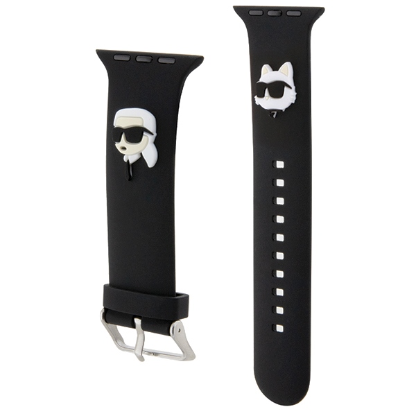 Karl Lagerfeld Apple Watch 42/44/45/49mm Strap 3D Rubber Karl&Choupette, Black