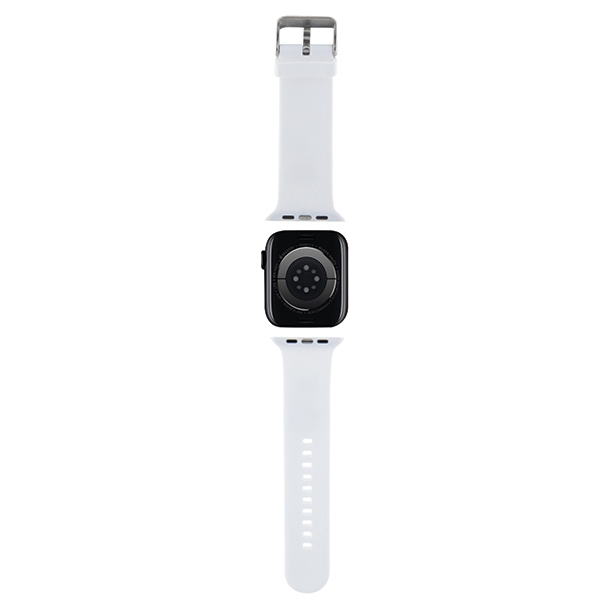 Karl Lagerfeld Apple Watch 42/44/45/49mm dirželis 3D Choupette Head, baltas