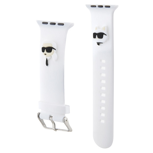 Karl Lagerfeld 3D Rubber Karl & Choupette dirželis Apple Watch 38/40/41mm, baltas
