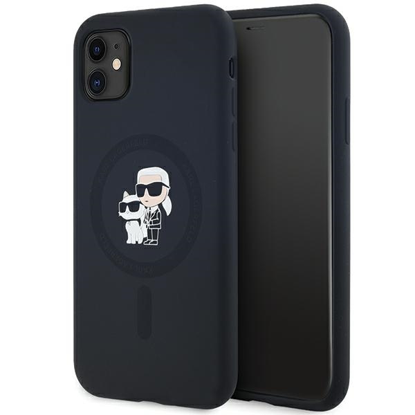 Karl Lagerfeld dėklas iPhone 11 / XR Silicone Karl & Choupette MagSafe, juodas