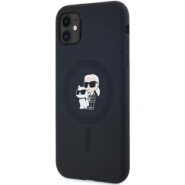 Karl Lagerfeld dėklas iPhone 11 / XR Silicone Karl & Choupette MagSafe, juodas