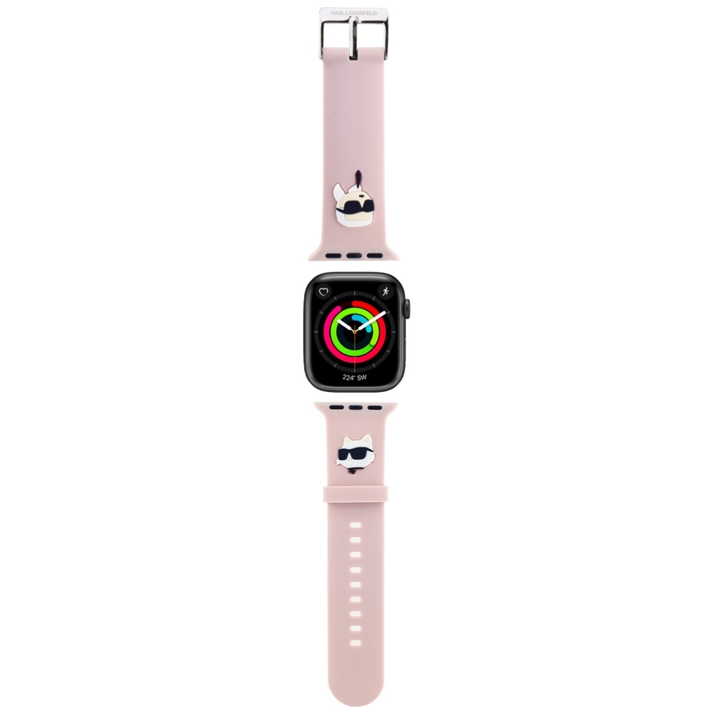 Karl Lagerfeld Apple Watch 42/44/45/49mm Strap 3D Rubber Karl&Choupette, Pink