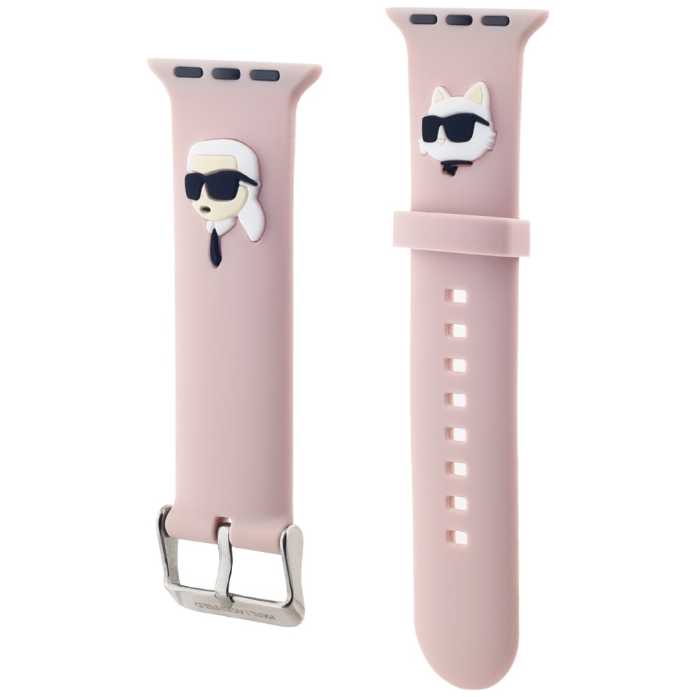 Karl Lagerfeld 3D Rubber Karl&Choupette dirželis Apple Watch 42/44/45/49mm, rožinis
