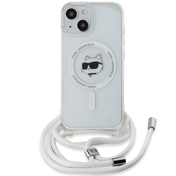Karl Lagerfeld dėklas iPhone 13 / 14 / 15 su viršeliu IML Choupette Head, skaidrus
