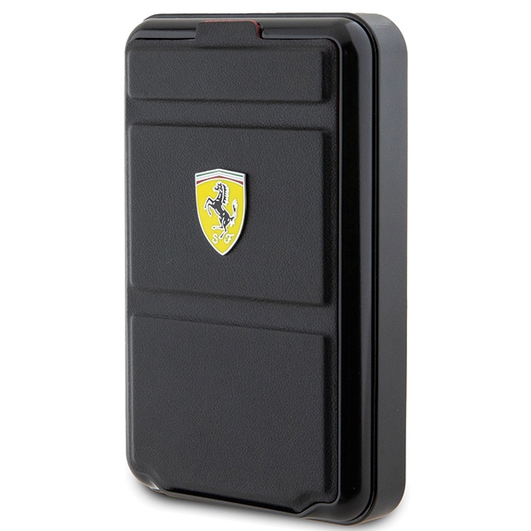 Ferrari Metal Logo MagSafe išorinė baterija 10000mAh su stovu, juoda