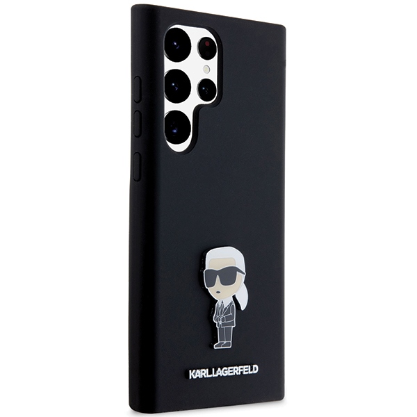 Karl Lagerfeld Samsung Galaxy S24 Ultra Case Silicone Ikonik Metal Pin, Black