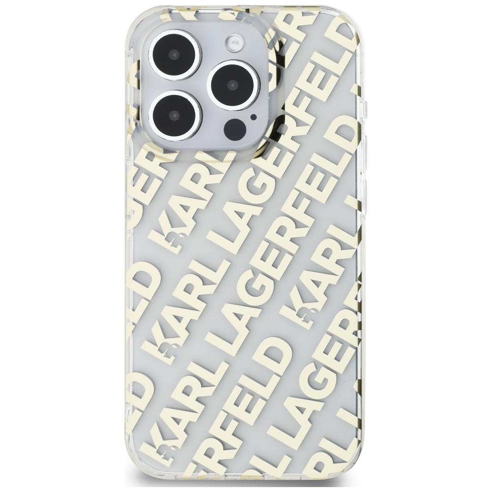 Karl Lagerfeld dėklas iPhone 15 Pro telefonui, auksinis