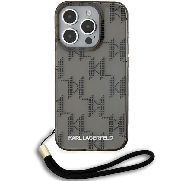 Karl Lagerfeld dėklas iPhone 15 Pro telefonui su viršele, juodas