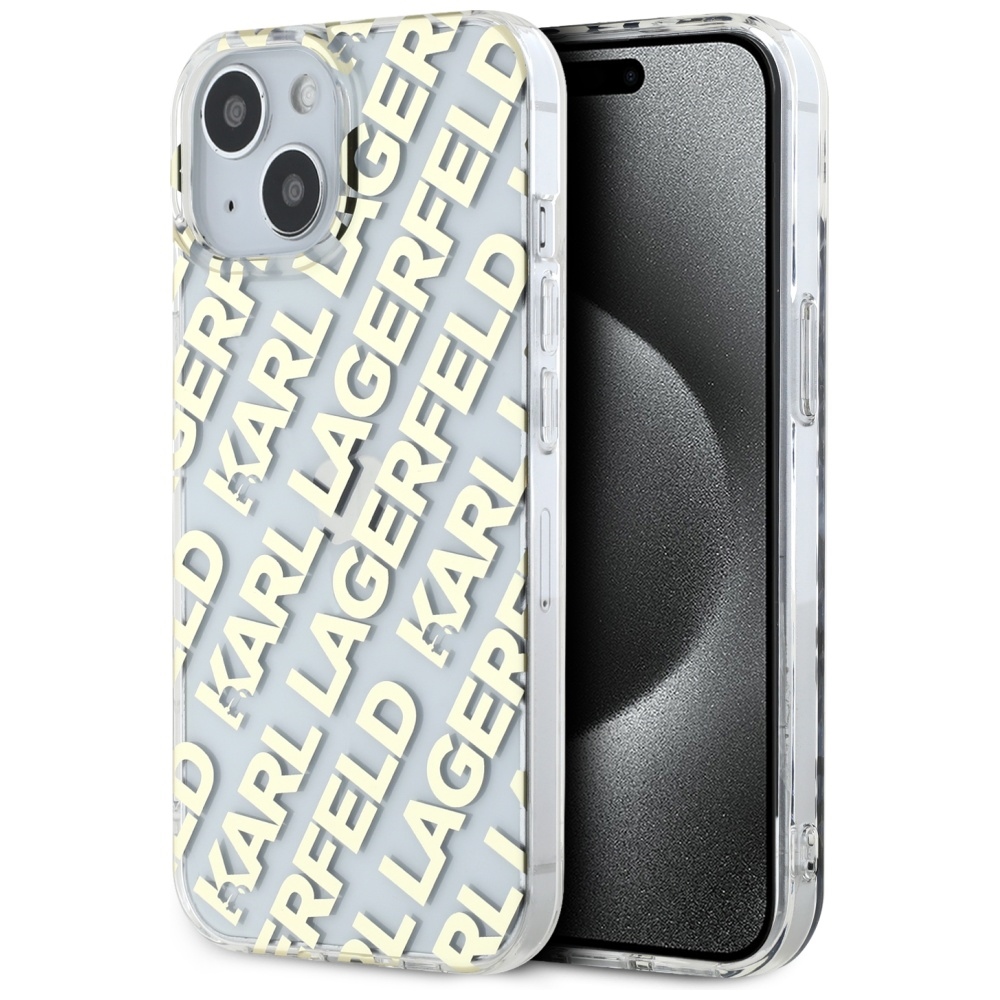 Karl Lagerfeld dėklas iPhone 15 / 14 / 13 IML Fullover Logo, auksinis