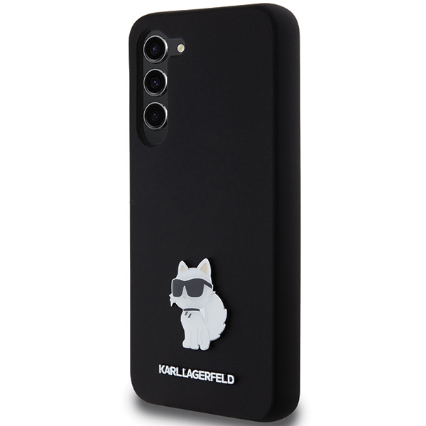 Karl Lagerfeld Samsung Galaxy S24+ Case Silicone Choupette Metal Pin, Black