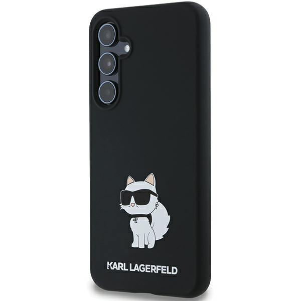Karl Lagerfeld Silicone Choupette Metal Pin dėklas Samsung Galaxy A35, juodas