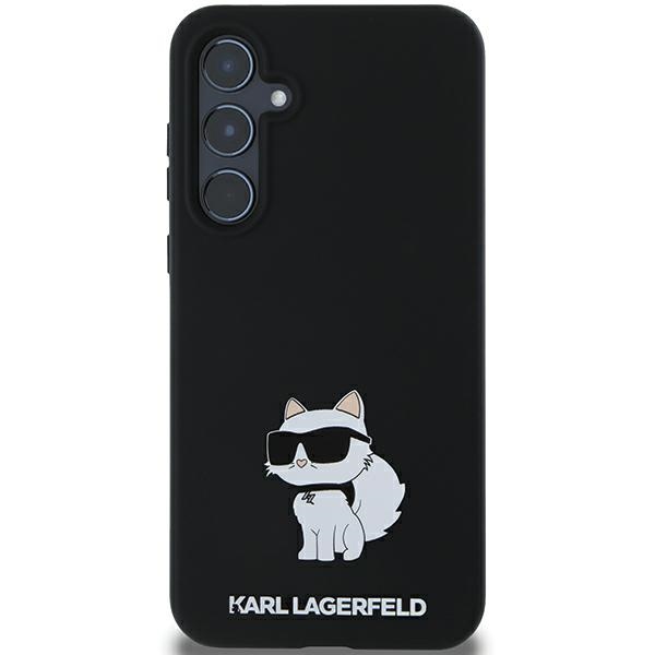 Karl Lagerfeld Silicone Choupette Metal Pin dėklas Samsung Galaxy A35, juodas