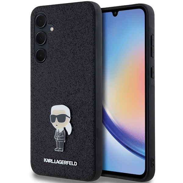 Karl Lagerfeld dėklas Samsung Galaxy A35 telefonui Fixed Glitter Ikonik, juodas