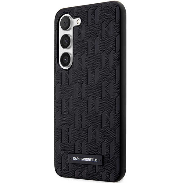 Karl Lagerfeld Samsung Galaxy S24 Case Saffiano Mono Metal Logo, Black