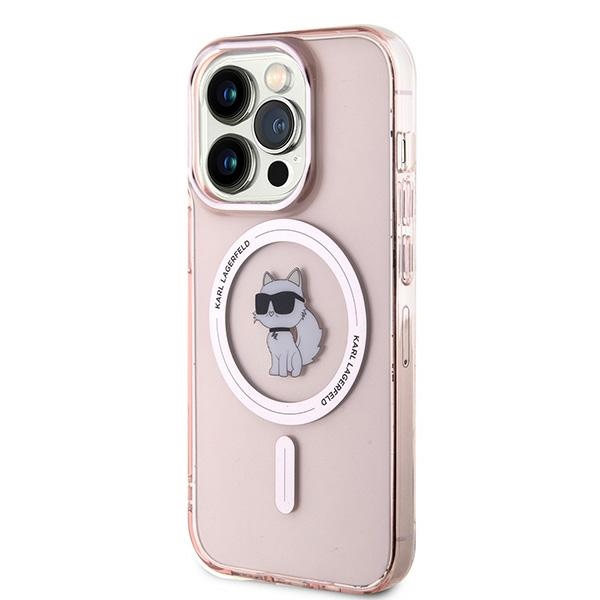 Karl Lagerfeld dėklas iPhone 14 Pro Max telefonui IML Choupette MagSafe, rožinis