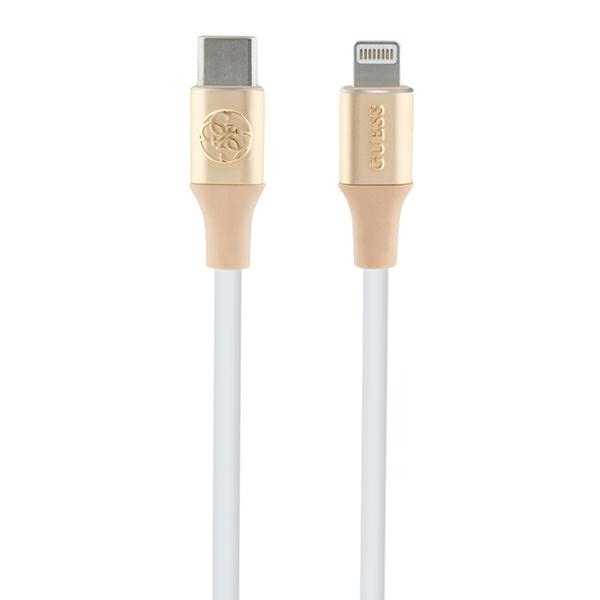 Guess Embossed Logo USB-C to Lightning laidas 1.5m, auksinis