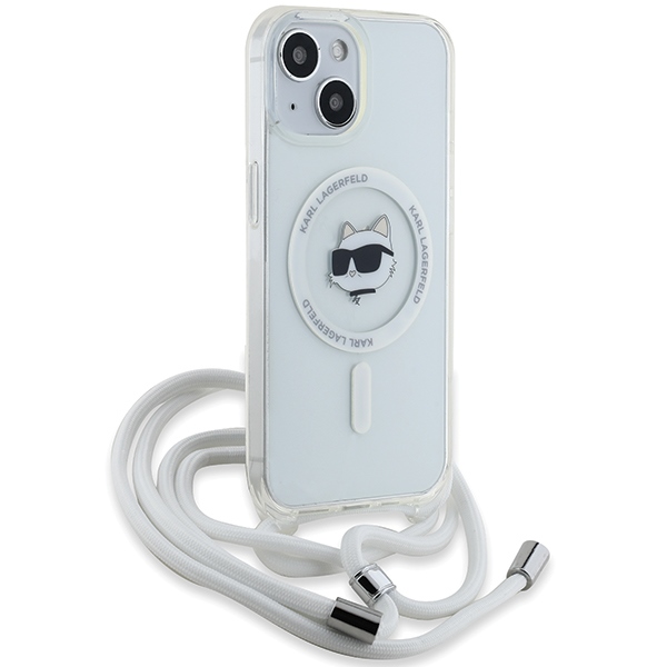 Karl Lagerfeld IML Choupette Head & Cord MagSafe dėklas iPhone 13 / 14 / 15, skaidrus