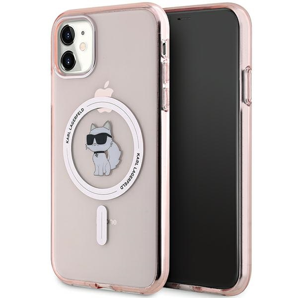 Karl Lagerfeld dėklas iPhone 11 / XR IML Choupette MagSafe, rožinis