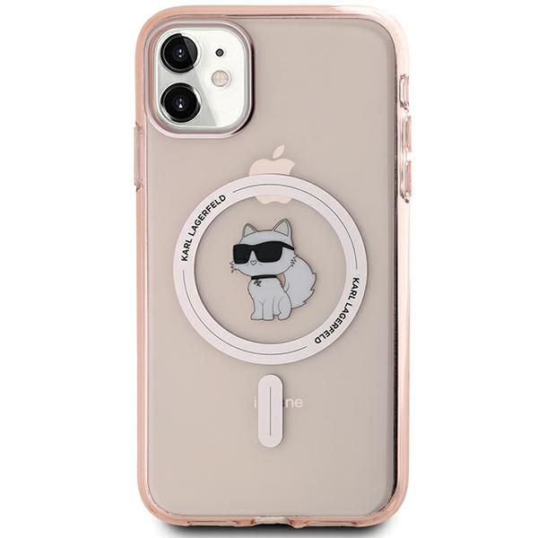 Karl Lagerfeld dėklas iPhone 11 / XR IML Choupette MagSafe, rožinis