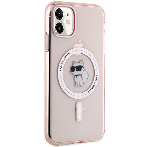 Karl Lagerfeld dėklas iPhone 11 / XR IML Choupette MagSafe, rožinis