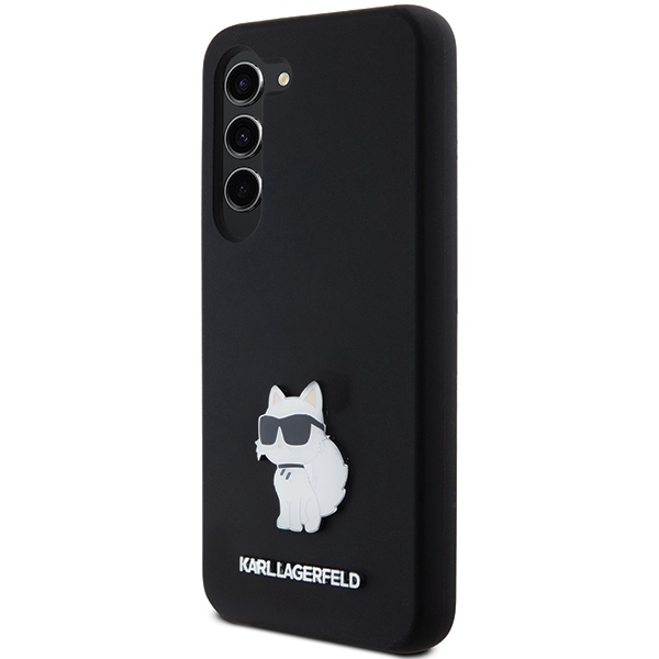 Karl Lagerfeld Samsung Galaxy S24 Case Silicone Choupette Metal Pin, Black
