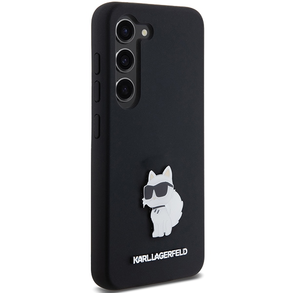 Karl Lagerfeld Samsung Galaxy S24 Case Silicone Choupette Metal Pin, Black