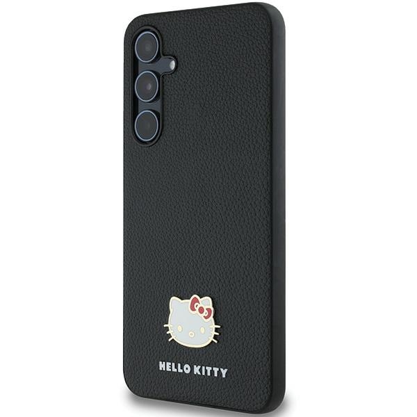 Hello Kitty Samsung Galaxy A55 Case Metal Logo Kitty Head, Black