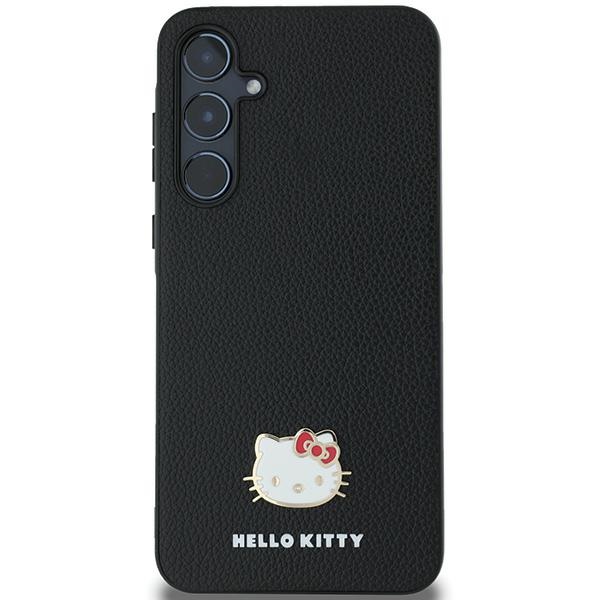 Hello Kitty Samsung Galaxy A55 Case Metal Logo Kitty Head, Black