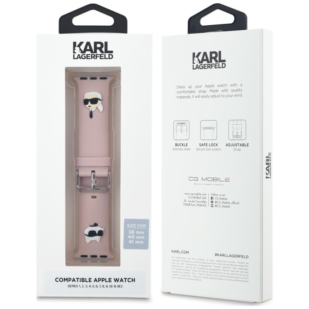 Karl Lagerfeld 3D Rubber Karl&Choupette dirželis Apple Watch 38/40/41mm, rožinis