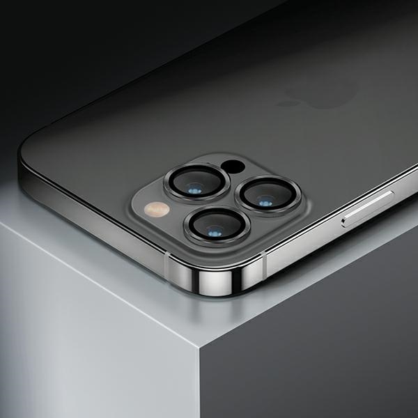 Uniq Optix Glass Aluminum Camera Lens Protector for iPhone 14 / 14 Plus Camera Lens with Applicator - Black