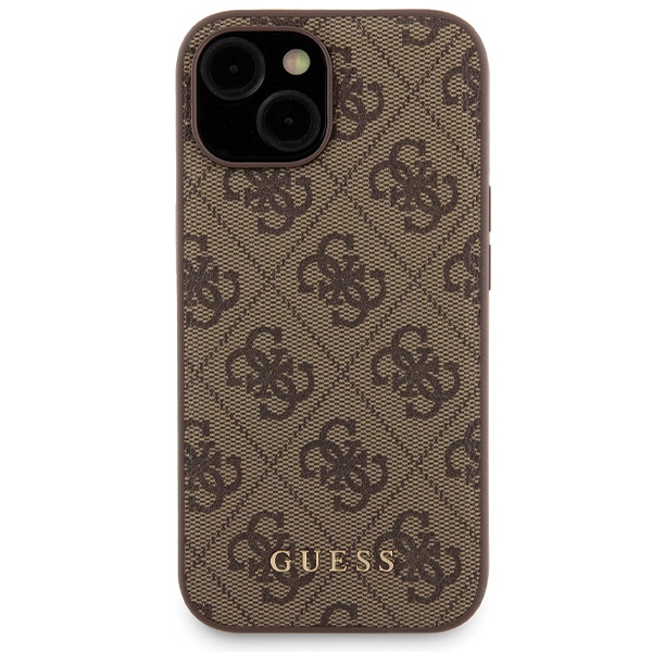 Guess iPhone 15 dėklas ir 5000mAh MagSafe išorinė baterija, rudas