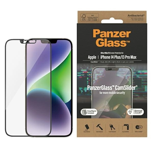 PanzerGlass Ultra-Wide Fit stiklas su kameros dangteliu iPhone 14 Plus / 13 Pro Max
