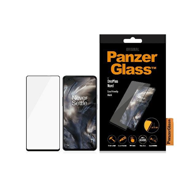 PanzerGlass E2E Super+ Tempered Glass for OnePlus Nord, Black Frame