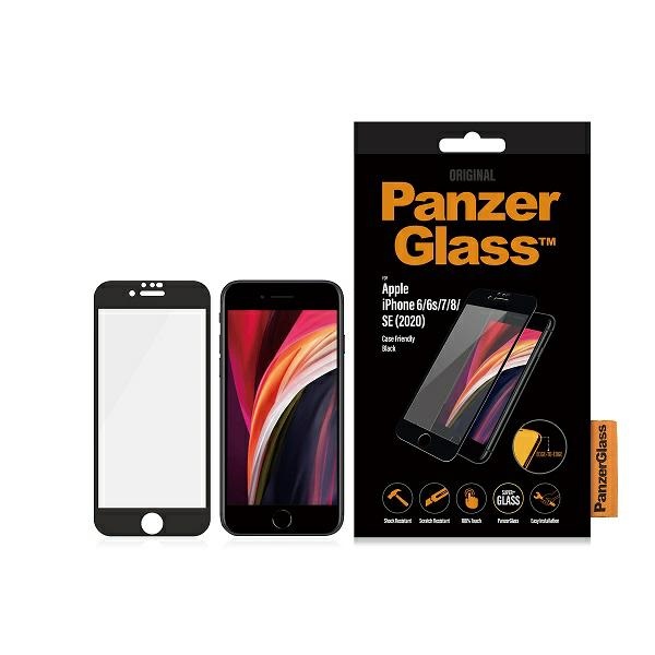 PanzerGlass iPhone 6 / 7 / 8 / SE Screen Protector E2E Super+, Black Frame