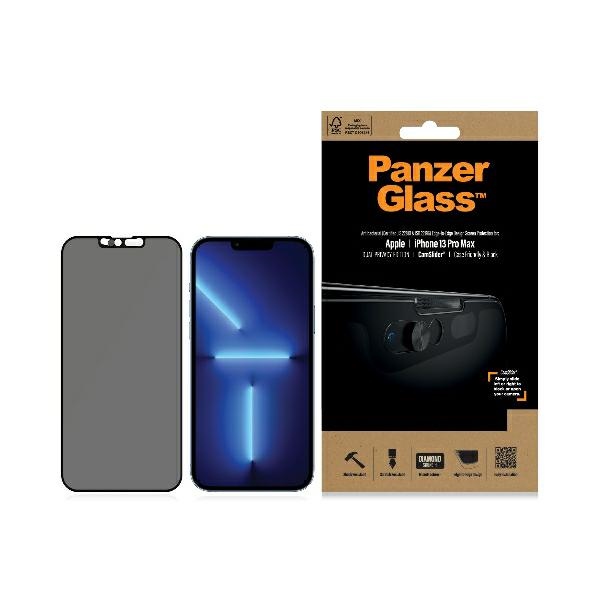 Apsauginis stiklas PanzerGlass E2E Privacy CamSlider, skirtas iPhone 13 Pro Max