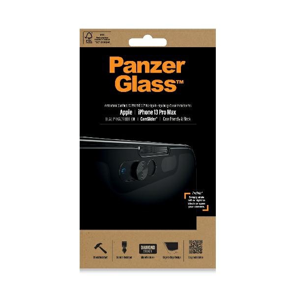 Apsauginis stiklas PanzerGlass E2E Privacy CamSlider, skirtas iPhone 13 Pro Max