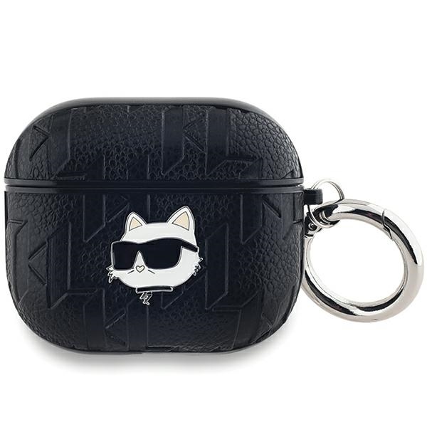 Karl Lagerfeld AirPods 3 dėklas Monogram Choupette Head, juodas