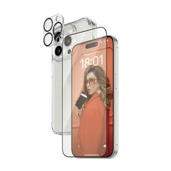 PanzerGlass 3in1 apsaugos rinkinys iPhone 15 Pro (dėklas, stiklas, kameros apsauga)