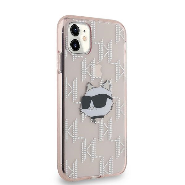 Karl Lagerfeld dėklas iPhone 11 / XR IML Choupette Head & Monogram, rožinis