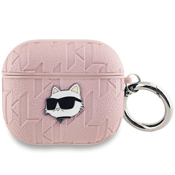 Karl Lagerfeld dėklas, skirtas AirPods 3, Monogram Choupette Head, rožinis