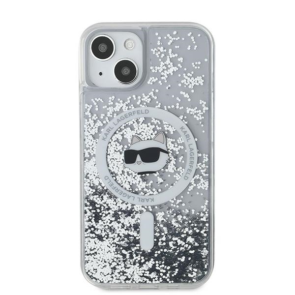 Karl Lagerfeld dėklas iPhone 13 / 14 / 15 su MagSafe, Liquid Glitter Choupette Head