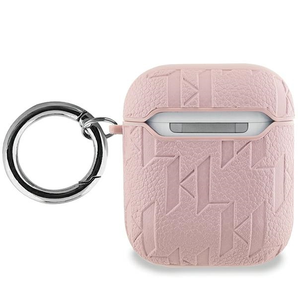 Karl Lagerfeld AirPods 1 / 2 dėklas Monogram Karl Head, rožinis