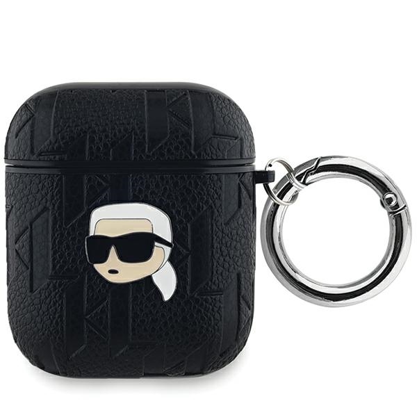 Karl Lagerfeld dėklas, skirtas AirPods 1 / 2, Monogram Karl Head, juodas