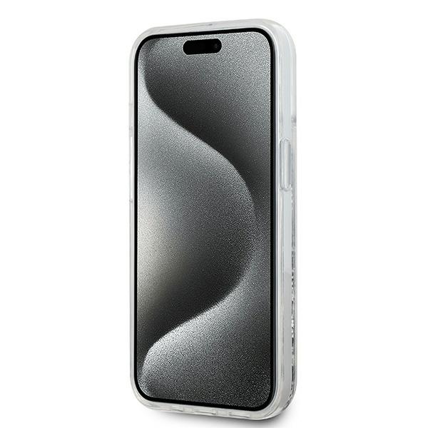 Karl Lagerfeld dėklas iPhone 15 Plus / 14 Plus Liquid Glitter Choupette, skaidrus