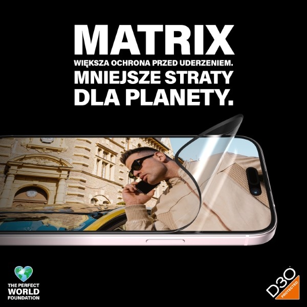 PanzerGlass Matrix Ultra-Wide-Fit hybrid glass for iPhone 15 with positioner