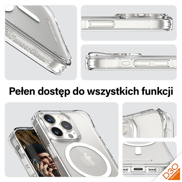 PanzerGlass HardCase with MagSafe with D3O and Military Grade Certified for iPhone 15 Pro - Transparent