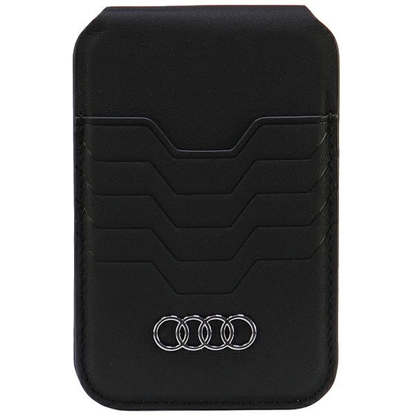 Audi MagSafe odinis dėklas-piniginė su stovu, juodas