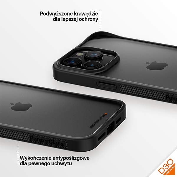 PanzerGlass dėklas ClearCase, skirtas iPhone 15 Pro Max, skaidrus / juodas